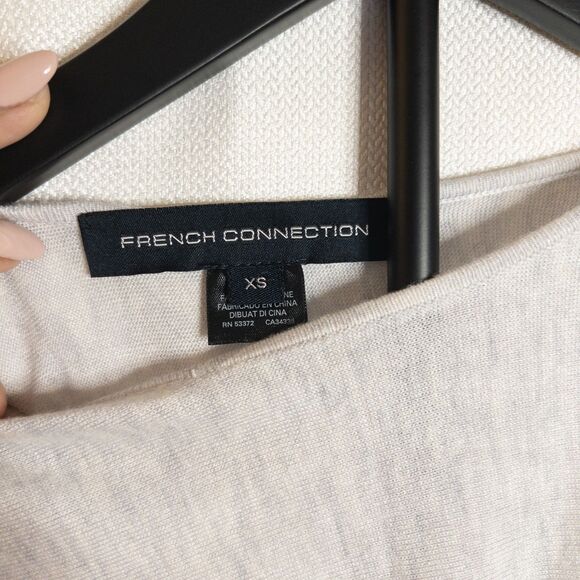 French Connection Ruched Waist Knit Sweater Gray Tie Cuff Long Sleeve Top SizeXS - Picture 11 of 14